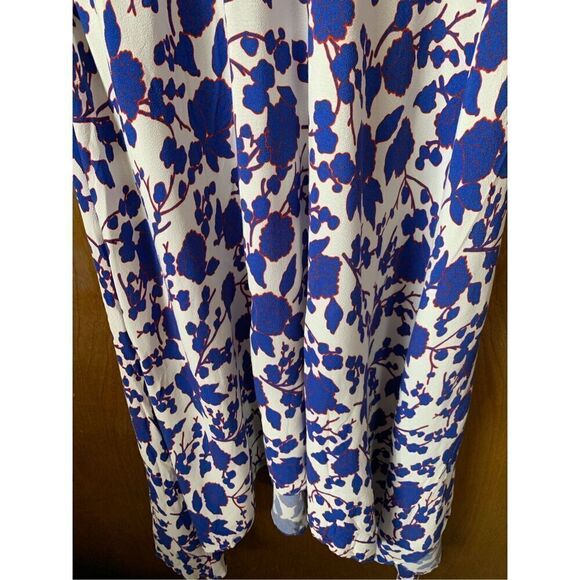 Pinko Floral Midi Dress in Blue & White Size 8 - Picture 8 of 12